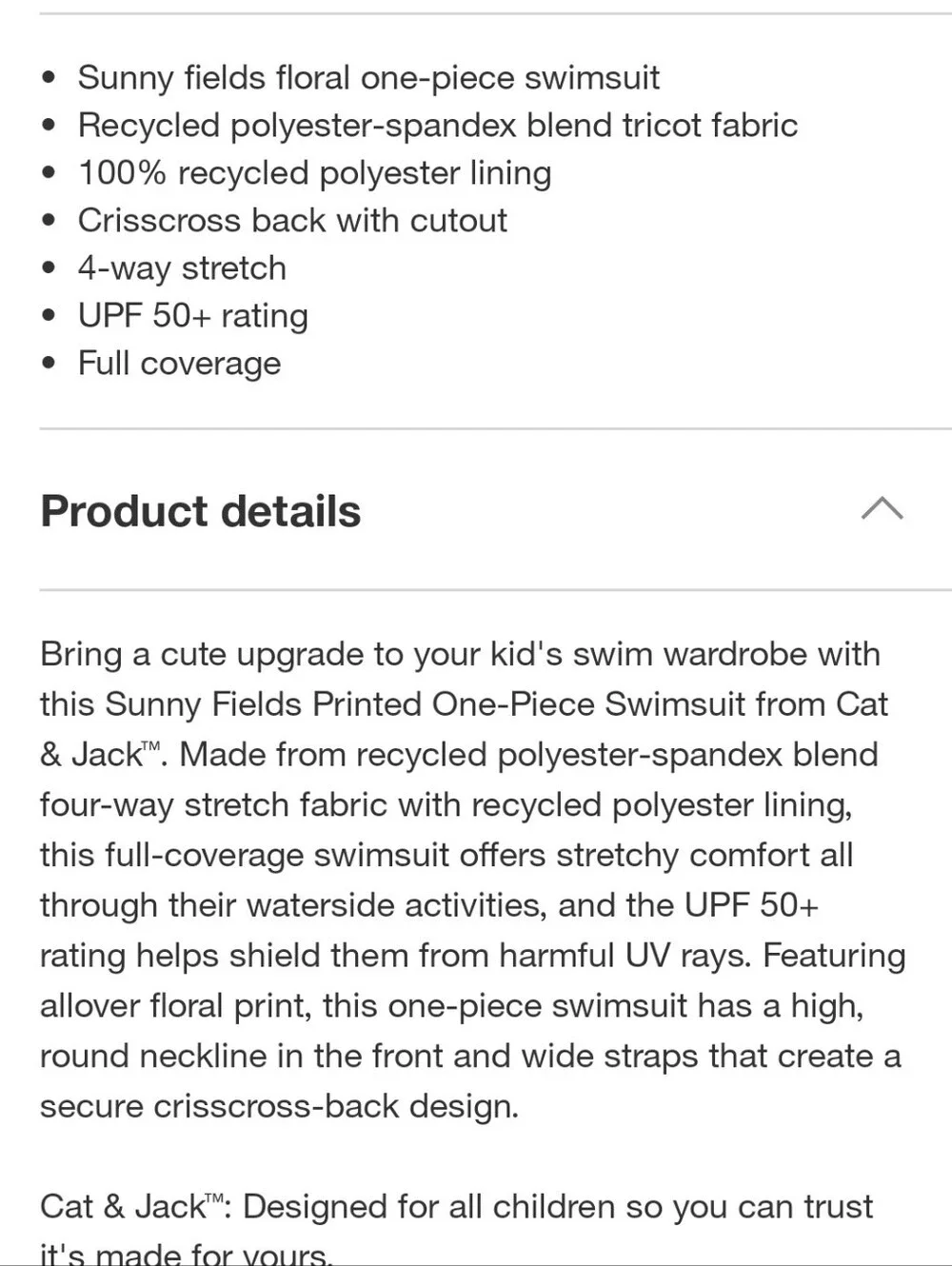 NWT Cat & Jack Sunny Fields One Piece Bathing Suit- S Or 6/7
